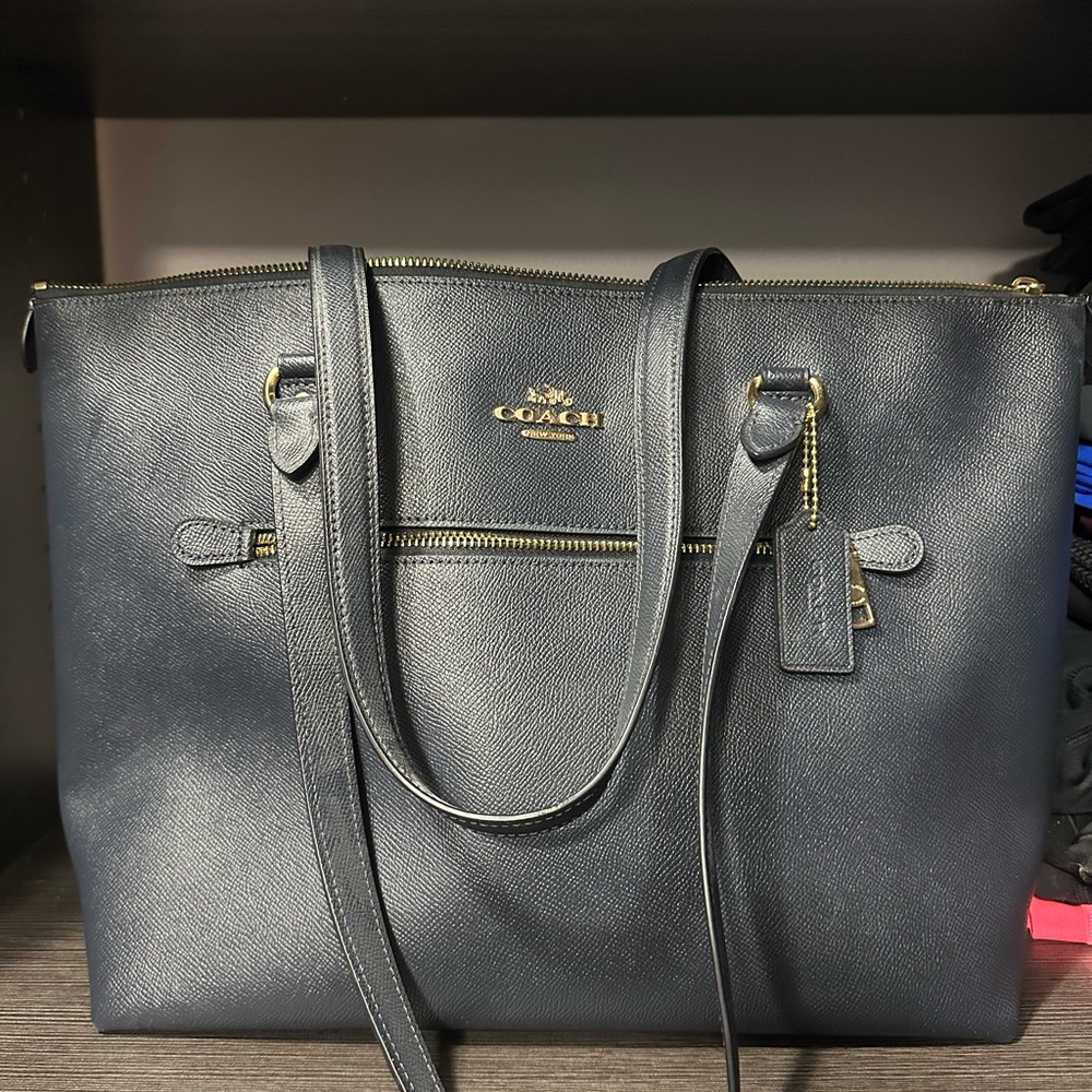 Coach Dark Blue Leather Tote